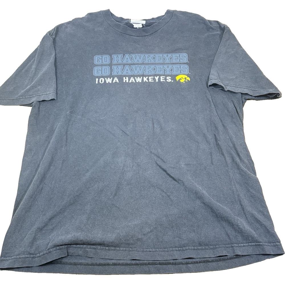 Vintage ESPN U Iowa Hawkeyes T-Shirt XL Black Faded Go‎ Hawkeyes College Tee